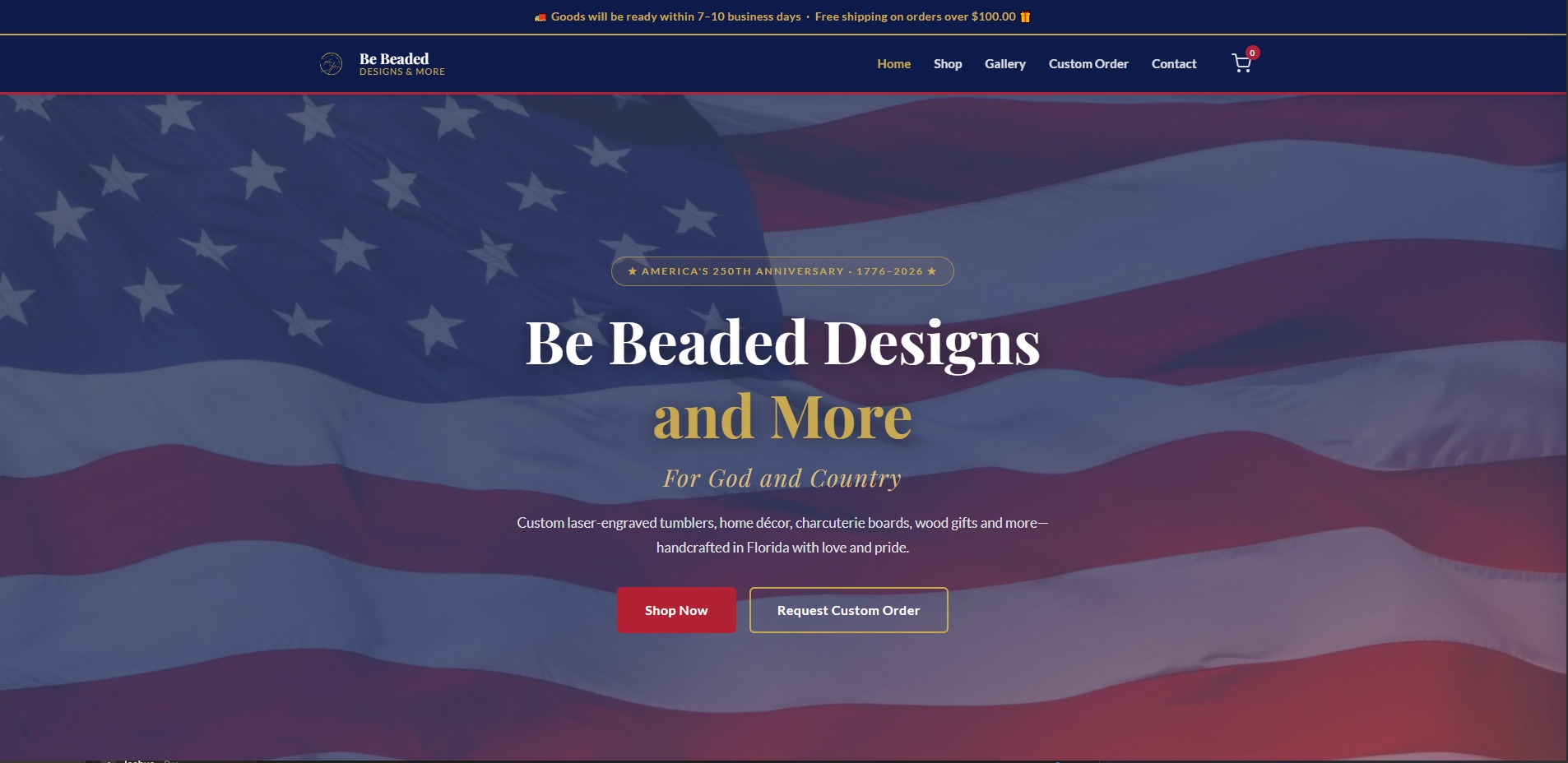 Be Beaded Designs website homepage
