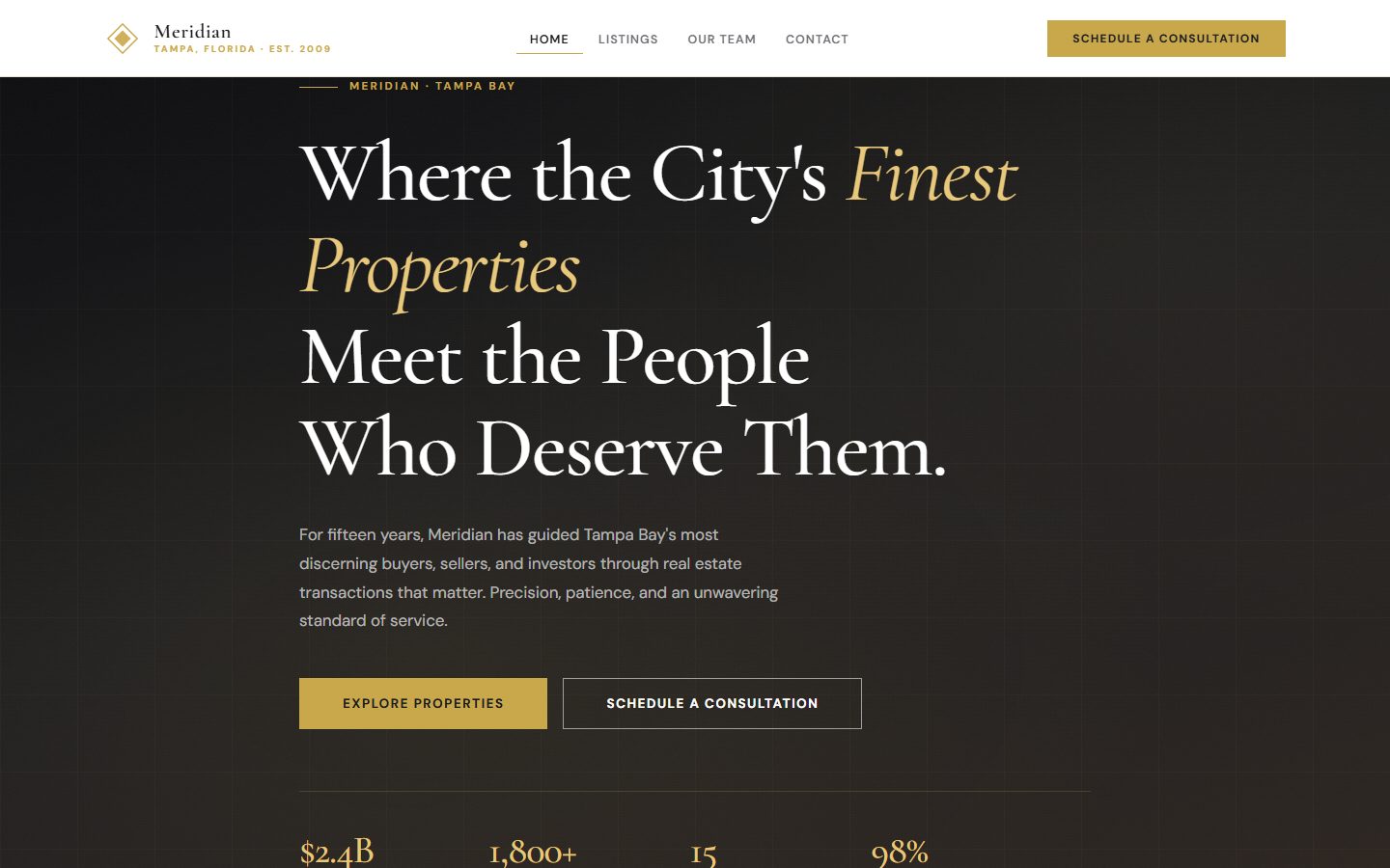 Meridian — Tampa Bay brokerage homepage