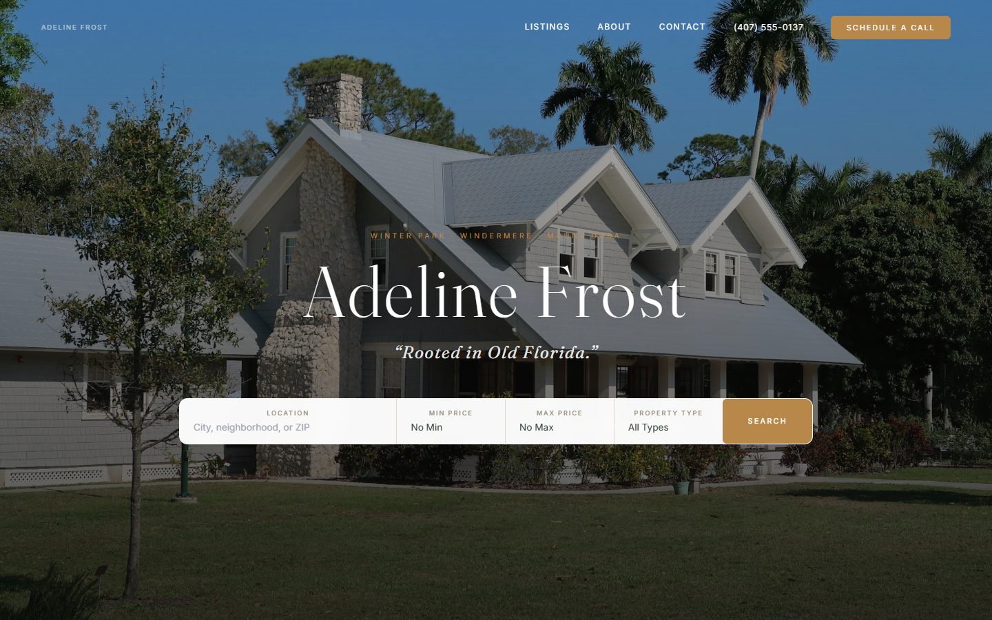 Birchwood — Adeline Frost lakeside real estate homepage