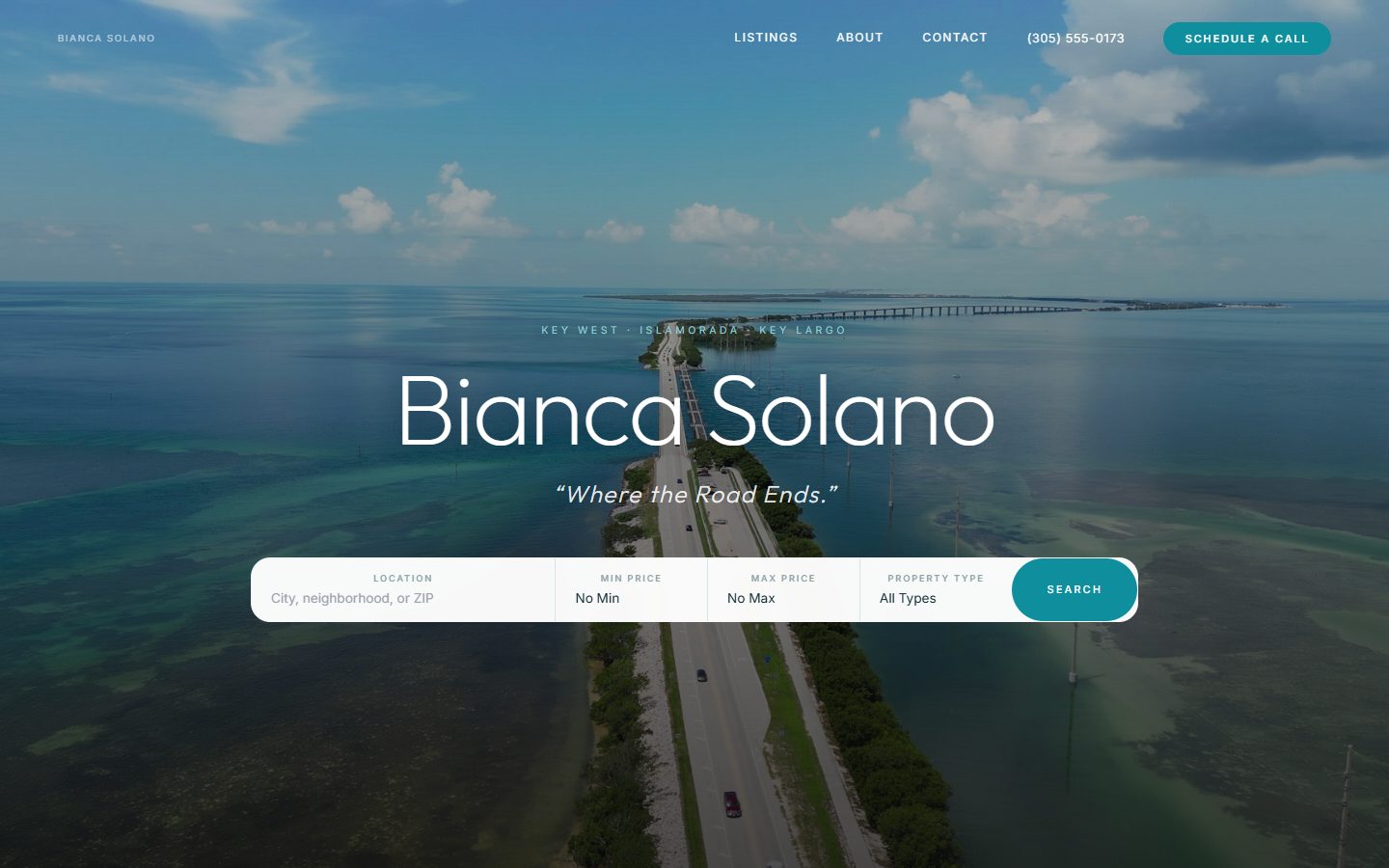 Mile Zero Realty — Bianca Solano Florida Keys real estate homepage